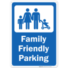 Family Friendly Parking Blue Board Sign