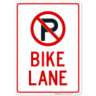 Bike Lane With No Parking Symbol Sign