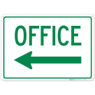 Office In Left Side Sign, In Green
