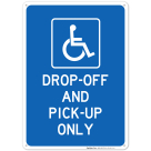 Drop-Off Pick-Up Blue Sign