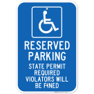 State Permit Required Reserved Handicap Parking Sign