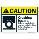 Caution Crushing Hazard Chock Wheels Sign