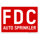 FDC Auto Sprinkler Sign, Red Background