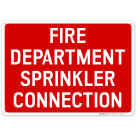 Fire Department Sprinkler Connection Sign, FDC Red Background
