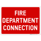 Fire Department Connection Sign, Red Background