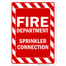 Fire Department Sprinkler Connection Sign, Red Background