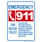 911 Emergency Fire Rescue Police Sign