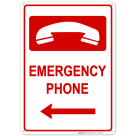 Emergency Phone Left Arrow Sign