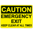 Caution Emergency Exit Keep Clear Sign