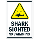 Shark Sighted, No Swimming Sign