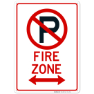 Arrow Pointing Left-Right Fire Zone No Parking Sign
