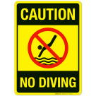 Pool Sign, Caution No Diving Sign