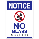 No Glass in Pool Area Sign, Pool Sign