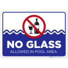 No Glass Allowed in Pool Area Sign, Pool Sign