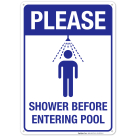 Pool Sign, Please Shower Before Entering Pool Sign