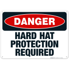 Danger Hard Hat Protection Required Sign, OSHA Danger Sign