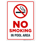 Pool Rules Sign, No Smoking in Pool Area Sign