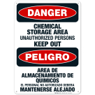 Chemical Storage Area Unauthorized Persons Keep Out Bilingual Sign, OSHA Danger Sign