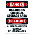 Hazardous Chemical Storage Area Bilingual Sign, OSHA Danger Sign