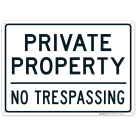 Private Property Sign, No Trespassing Black Sign
