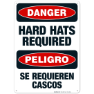 Hard Hats Required Bilingual Sign, OSHA Danger Sign