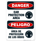 Ear Protection Area Bilingual Sign, OSHA Danger Sign