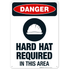 Hard Hat Required In This Area Sign, OSHA Danger Sign