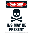H2S May Be Present Sign, OSHA Danger Sign