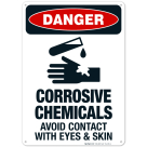 Corrosive Chemicals Avoid Contact With Eyes And Skin Sign, OSHA Danger Sign