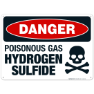 Poisonous Gas Hydrogen Sulfide Sign, OSHA Danger Sign