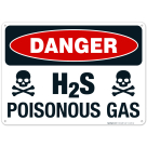 H2S Poisonous Gas Sign, OSHA Danger Sign
