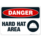 Hard Hat Area Sign, OSHA Danger Sign