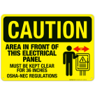 Area In Front Of This Electrical Osha-nec Regulations Sign, OSHA Caution Sign, (SI-4466)
