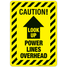 Power Lines Overhead Sign, OSHA Caution Sign