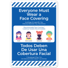 Covid 19 School Sign, Social Distancing Face Mask Required Bilingual Sign
