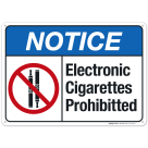 Electronic Cigarettes Prohibited Sign, ANSI Notice Sign