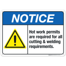 Hot Work Permits Are Required For All Cutting Sign, ANSI Notice Sign