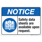 Safety Data Sheets Are Available Upon Request Sign, ANSI Notice Sign