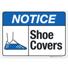 Shoe Covers Sign, ANSI Notice Sign