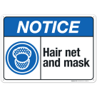 Hair Net And Mask Sign, ANSI Notice Sign