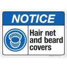 Hair Net And Beard Covers Sign, ANSI Notice Sign