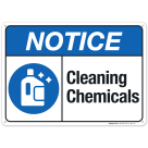 Cleaning Chemicals Sign, ANSI Notice Sign