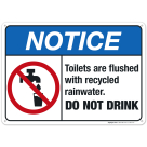 Toilets Are Flushed With Recycled Rainwater. Do Not Drink Sign, ANSI Notice Sign