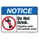 Do Not Drink. Irrigation Wells Non-Potable Water Sign, ANSI Notice Sign
