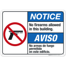 No Firearms Allowed In This Building Bilingual Sign, ANSI Notice Sign