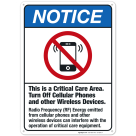 This is a Critical Care Area Turn Off Cellular PhonesSign, ANSI Notice Sign