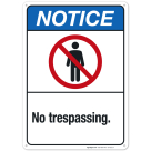 No Trespassing Sign, ANSI Notice Sign