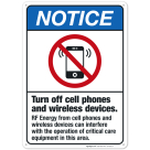 Turn Off Cell Phones And Wireless Devices Sign, ANSI Notice Sign