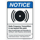 Radio Frequency Transmitters In Use Beyond This Point Sign, ANSI Notice Sign