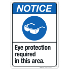 Eye Protection Required In This Area Sign, ANSI Notice Sign
